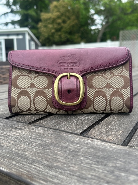 Coach Handbags - Coach Bleecker Tattersall Signature C Canvas Wallet and Checkbook 2fer!!